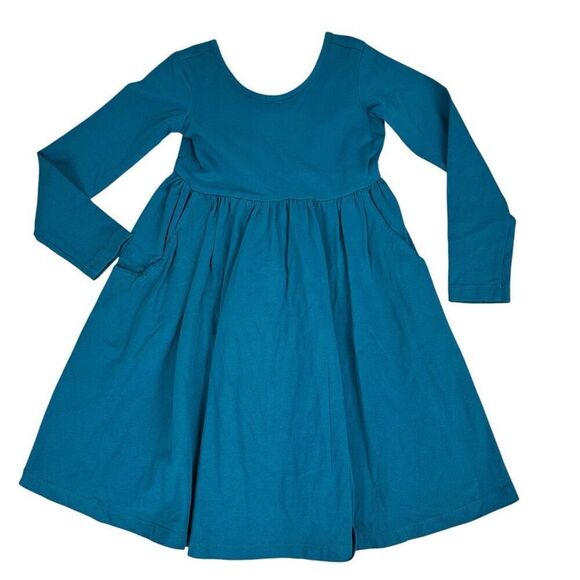 Hanna Andersson Teal Knit Skater Dress 110 / 5 - Picture 1 of 5